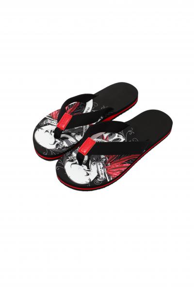 Herren Flip-Flops - Black - Leather  /  Neopren Clutch