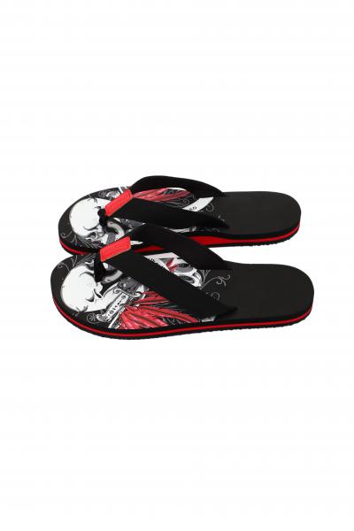 Herren Flip-Flops - Black - Leather  /  Neopren Clutch