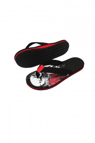 Herren Flip-Flops - Black - Leather  /  Neopren Clutch