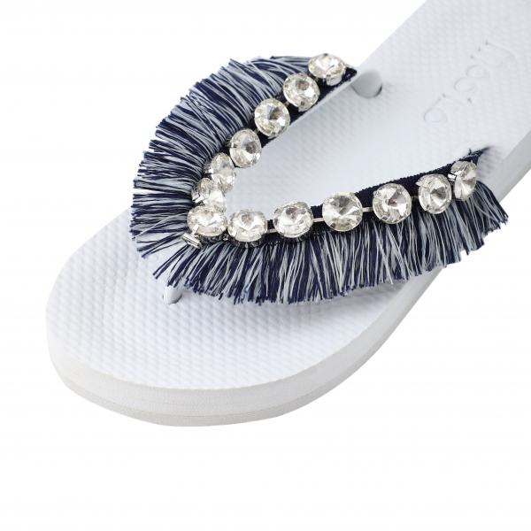 Weiß - Tassels - Neopren Clutch