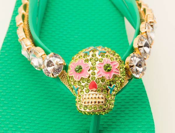 Light Green Skull /  Neopren Clutch