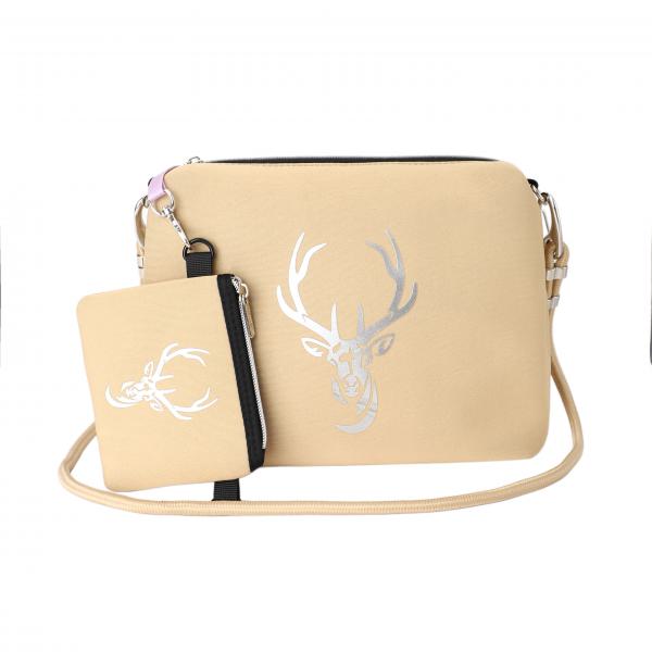 Tasche "Cleo" - Hirsch - Beige - Silber