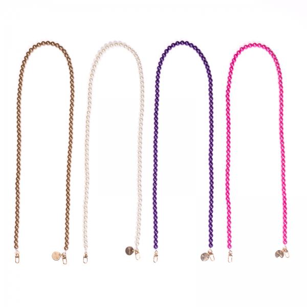 Handy / Taschenkette Pink Perlen 16 mm dick / Länge ca. 120 cm / Karabiner Silber