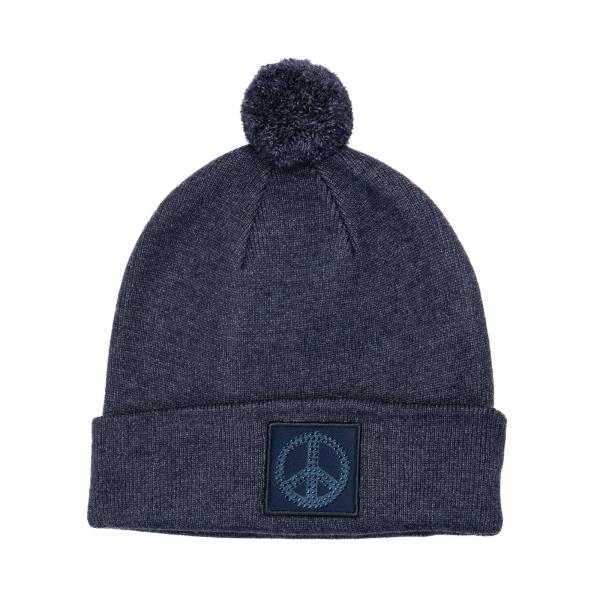 Mütze Peace Dunkelblau mit Bommel
