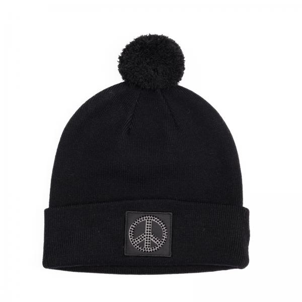 Mütze Peace Schwarz mit Bommel