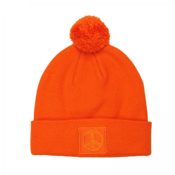 Mütze Peace Orange mit Bommel