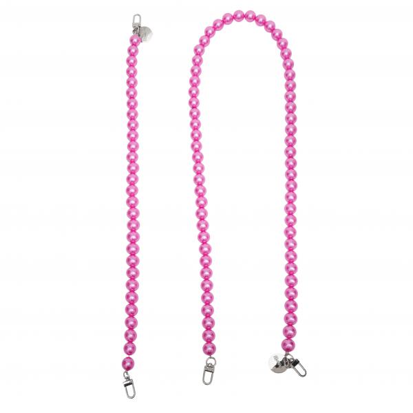 Handy / Taschenkette Pink Perlen 16 mm dick / Länge ca. 120 cm / Karabiner Silber