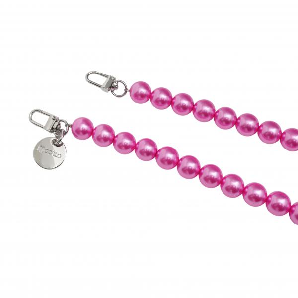 Handy / Taschenkette Pink Perlen 16 mm dick / Länge ca. 120 cm / Karabiner Silber
