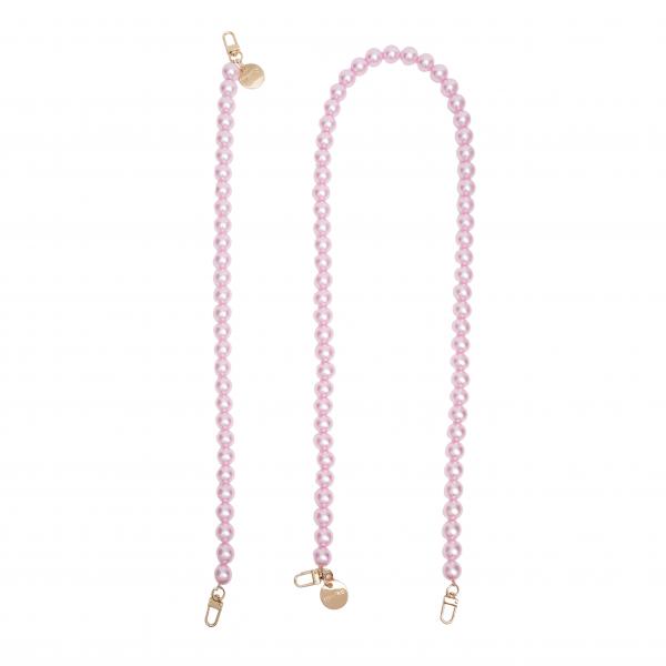 Handy / Taschenkette Rose Perlen 16 mm dick / Länge ca. 45 cm / Karabiner Gold