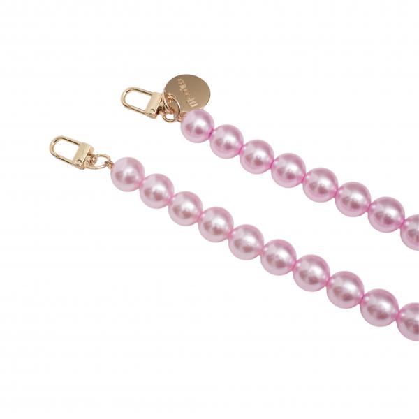 Handy / Taschenkette Rose Perlen 16 mm dick / Länge ca. 45 cm / Karabiner Gold