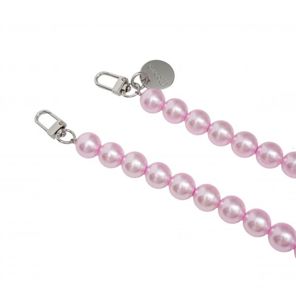 Handy / Taschenkette Rose Perlen 16 mm dick / Länge ca. 90 cm / Karabiner Silber