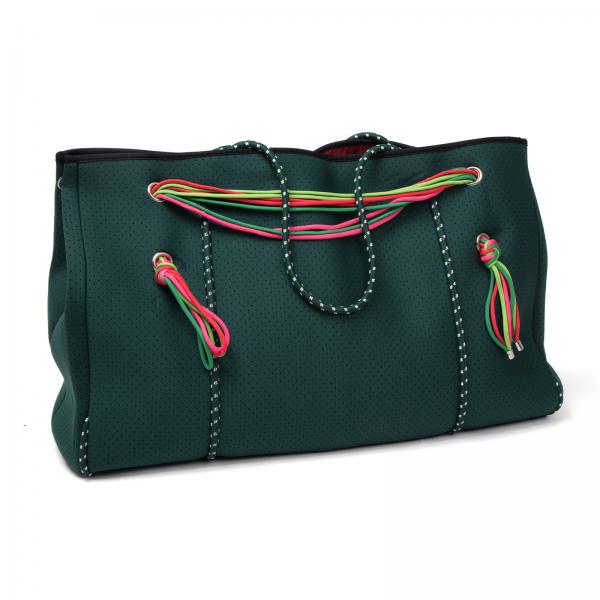 Neopren Tasche XL dunkelgrün bunt