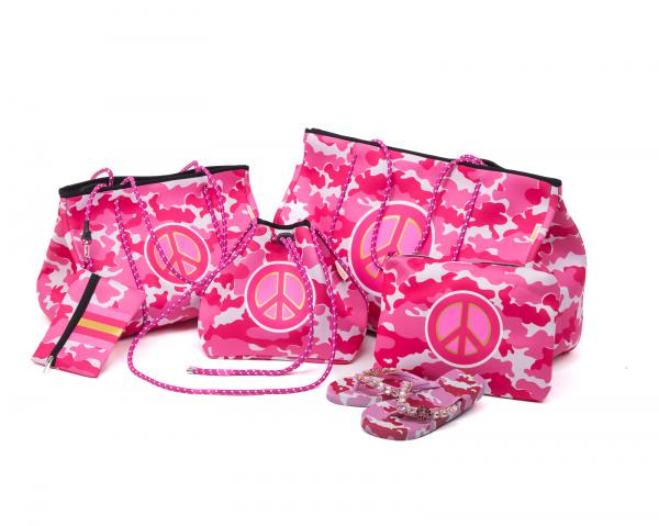 Neopren Tasche L camouflage pink peace
